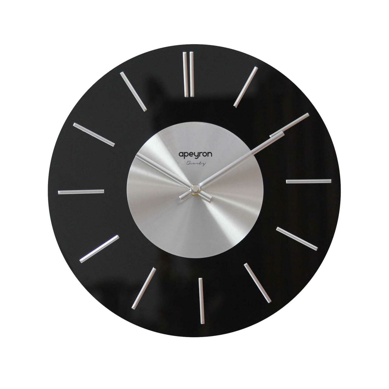 GL200923 Часы настенные, круглые, цвет корпуса черный, стекло, Ø32,7см, источник питания 1 батарейка