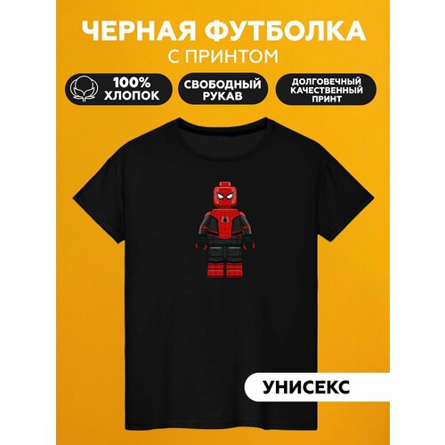 Футболка человек паук, размер XL, черный