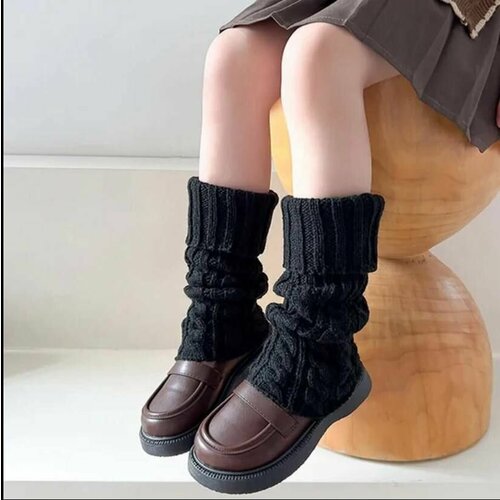 Гольфы , размер 30-35, черный повседневные зимние гетры подходящие цвета длинные стильные женские гетры карамельных цветов женские вязаные носки носки для ног 1 пара