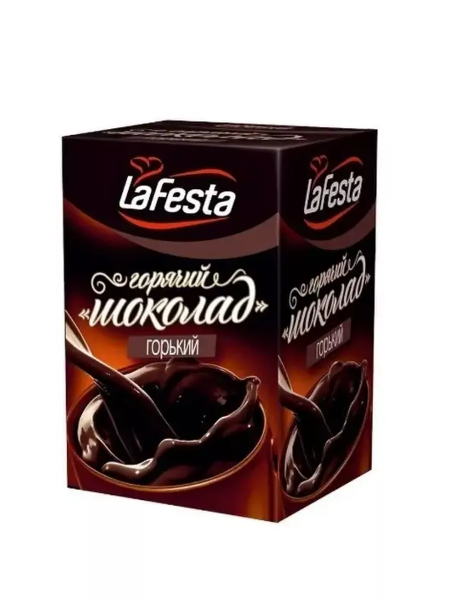LaFesta Горячий шоколад горький в пакетиках, коробка, кофе, шоколадный, 10 пак, 220 г