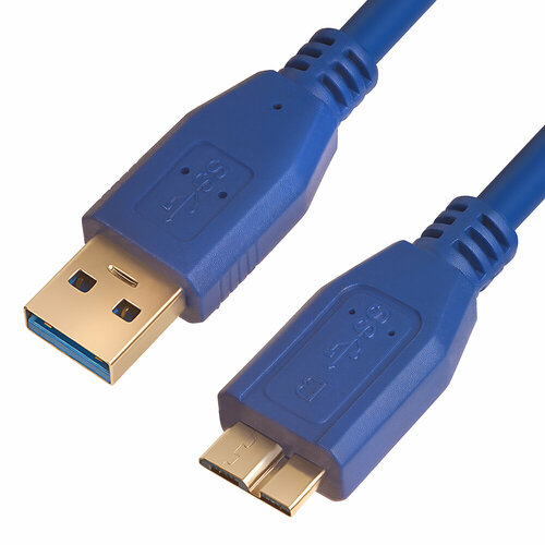 GCR Кабель интерфейсный USB 3.0 (USB 3.2 Gen 1), 1.0m Premium, AM/microB, синий, GCR-U3A03-1m Greenconnect GCR-U3A03-1m кабель usb miniusb 10м greenconnect gcr 53810