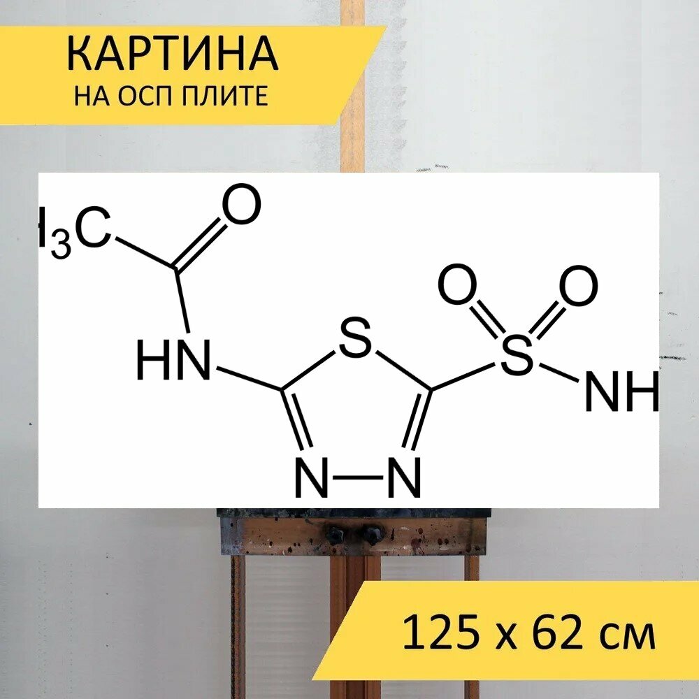 Вертикальная картина на ОСП "Ацетазоламид молекула структура" 125x62 см. для интерьера на стену