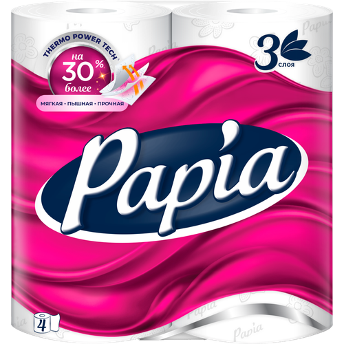 бумага туалетная papia silk edition белая 3 слоя 6 шт Туалетная бумага Papia 3 слоя 4 рулона