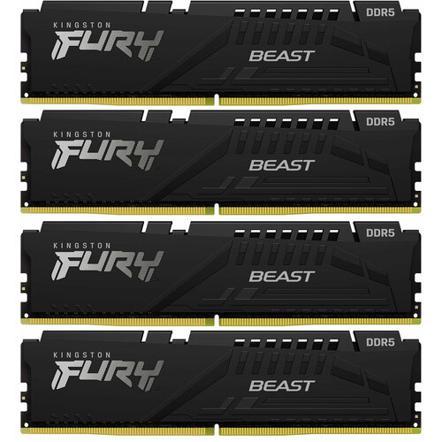 Память DDR5 4x16GB 5200MHz Kingston KF552C40BBK4-64 Fury Beast Black RTL Gaming PC5-41600 CL40 DIMM 288-pin 125В kit single rank с радиатором Ret 3245000₽