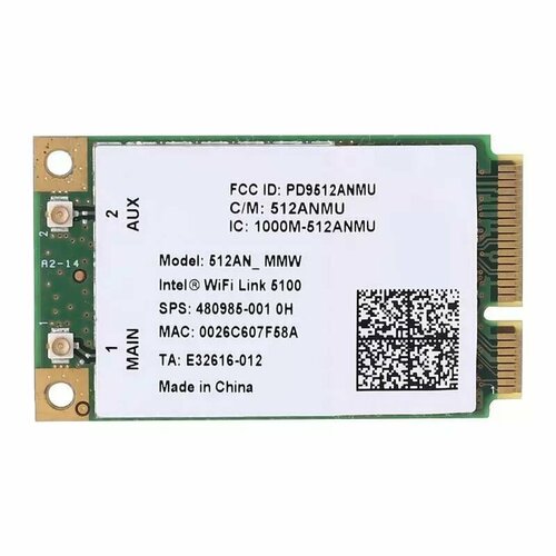 Wi-Fi Mini PCI-E Адаптер Intel Link 5100AGN, 2.4/5 ГГц, 300 Мбит/сек, Сетевая Карта для Ноутбука белый, зеленый, белый
