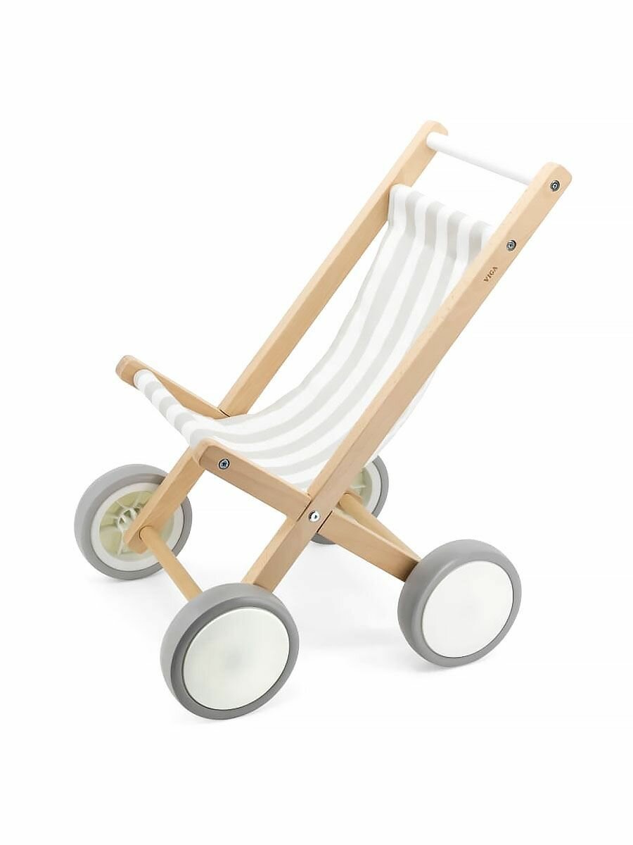 Коляска-каталка для кукол полосатая (дерево) Viga, 44687