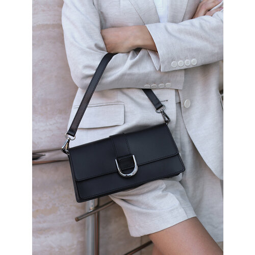 Сумка багет Delone, фактура гладкая, розовый