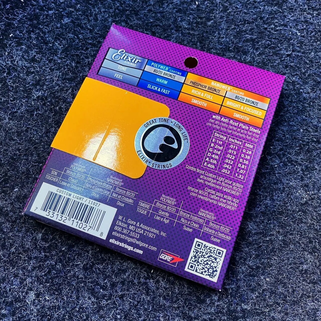 Струны для акустической гитары Elixir Nanoweb 11027 11-52, бронза — фото 1