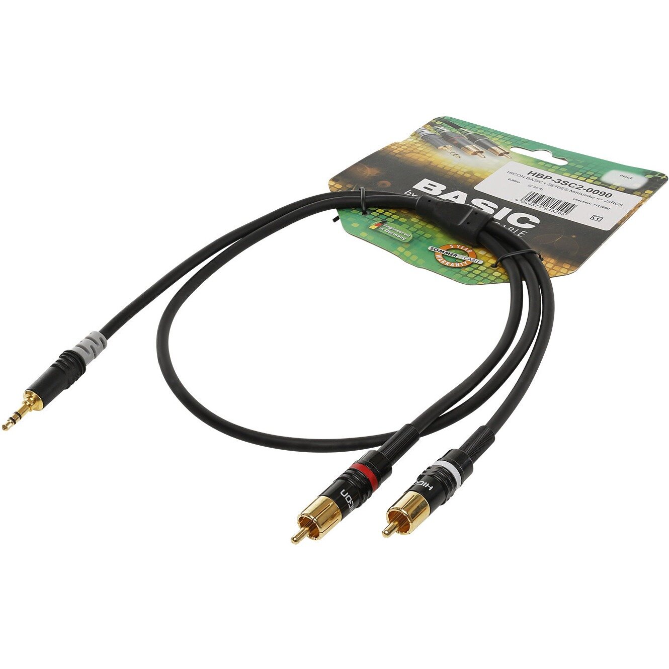 Кабель аудио 1xMini Jack - 2xRCA Sommer Cable HBP-3SC2-0030 0.3m — фото 1