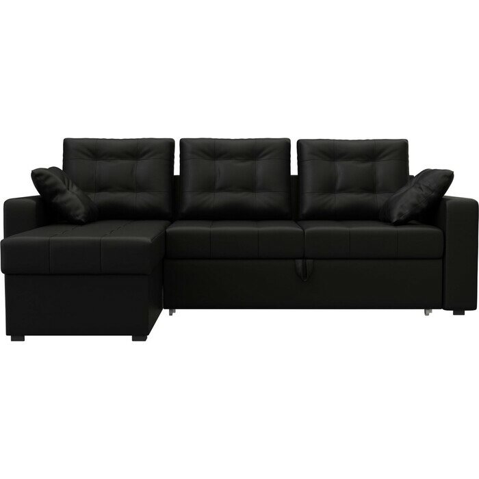 фото Угловой диван АртМебель Камелот эко-кожа черный левый угол