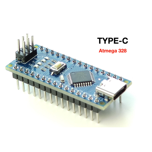 Контроллер Arduino NANO V3.0 Atmega328 CH340 Type-C (пины припаяны)