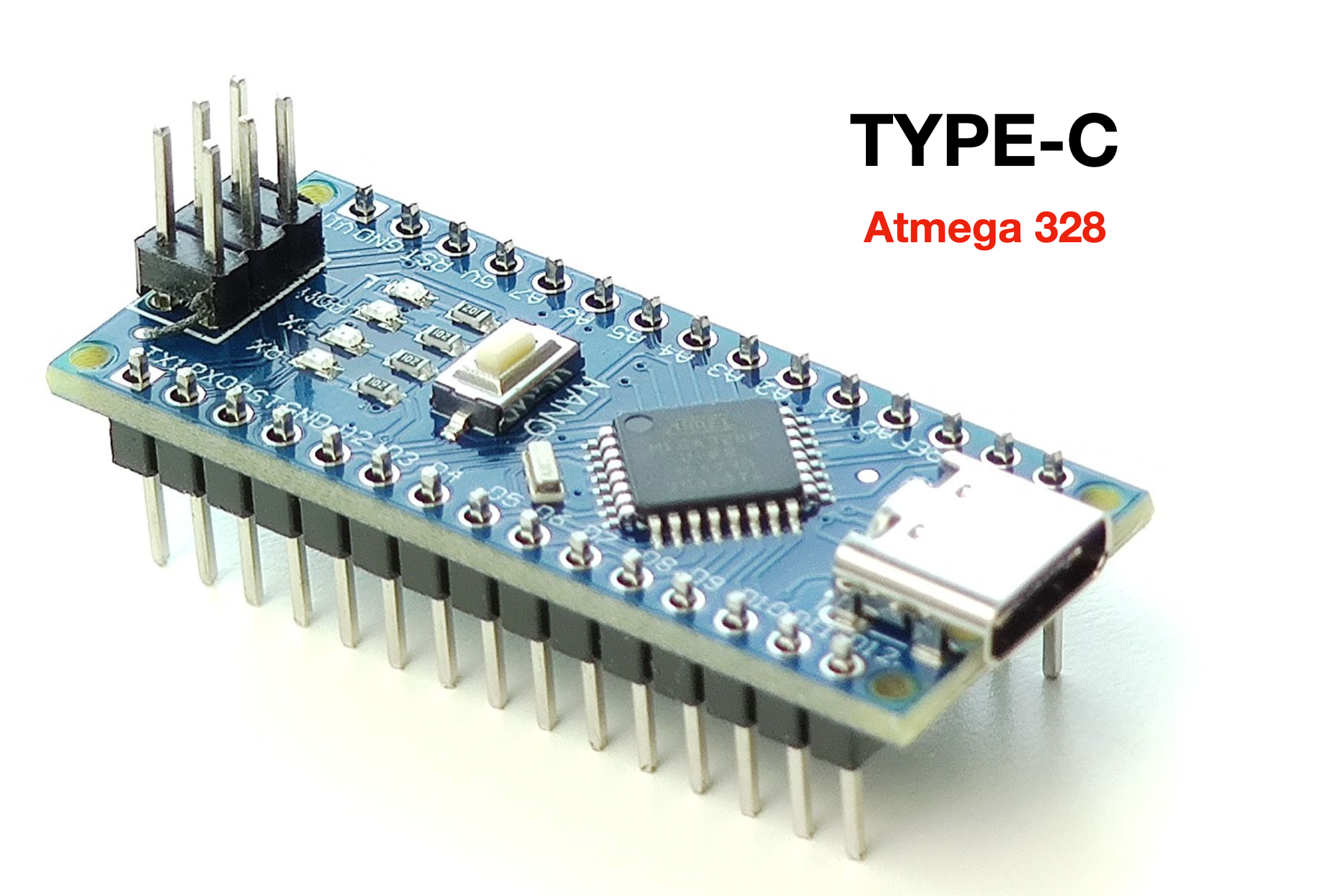 Контроллер Arduino NANO V3.0 Atmega328 CH340 Type-C (пины припаяны)