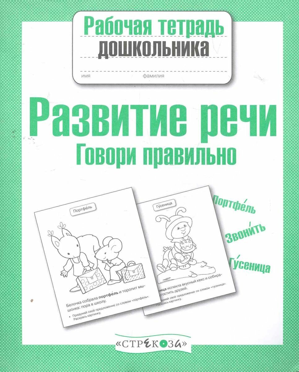 Рабочая тетрадь дошкольника Стрекоза Развитие речи. Говори правильно. 2019 год, Л. Маврина, Е. Семакина