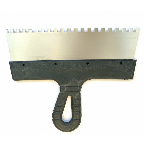 Шпатель зубчатый 250мм зуб 6х6 нержавеющая сталь пластиковая ручка BERHAU 102180 305₽