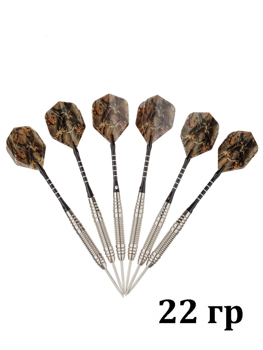 Дротики для дартс Mr. Fox 22 гр х 6 шт, серый