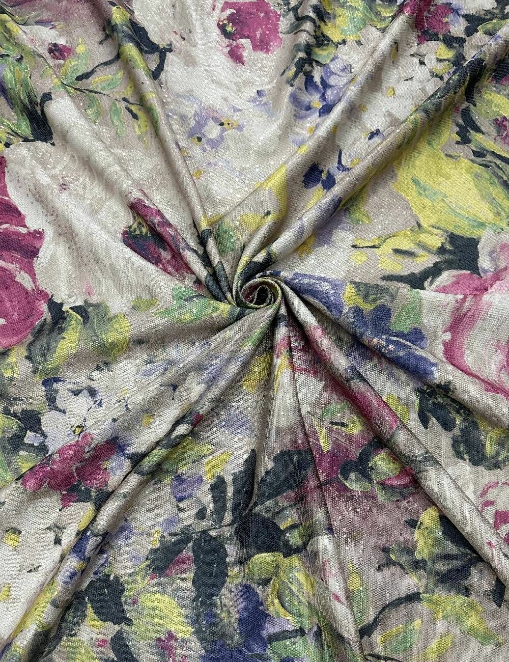 фото Ткань для штор Viva текстиль блэкаут с печатным рисунком акварель, высота 2.8 м, на отрез от 1 метра, ткань отправляется единым метражом в одном заказе