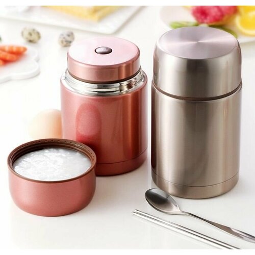 Термос FLASK, 0,8л, вакуумный, широкое горло, тарелка