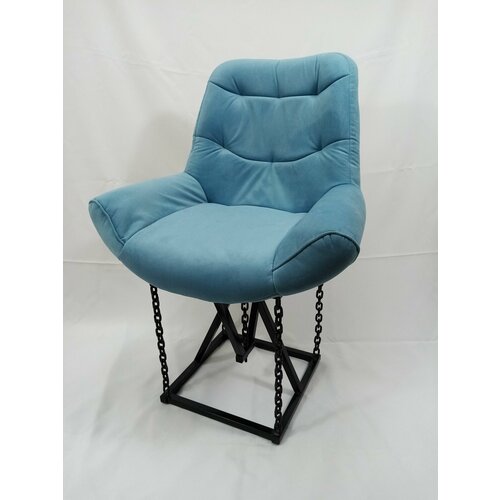 Кресло на цепях Лофт Grand велюр голубой каркас черный высота сиденья 48 см 7500₽