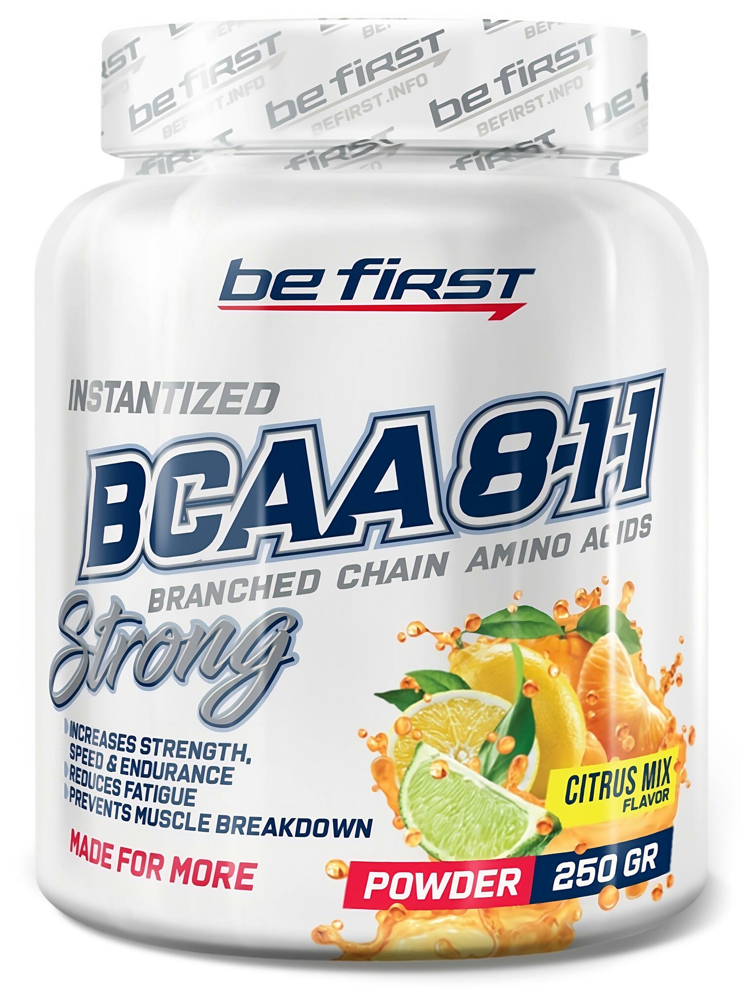 BCAA 8:1:1 Be First BCAA 8:1:1 Instantized powder 250 г, Цитрусовый микс — фото 1