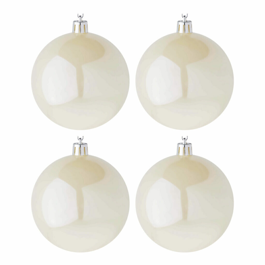 Набор елочных шаров СноуБум 8 см  4 шт  цвет белая нефть  пластик