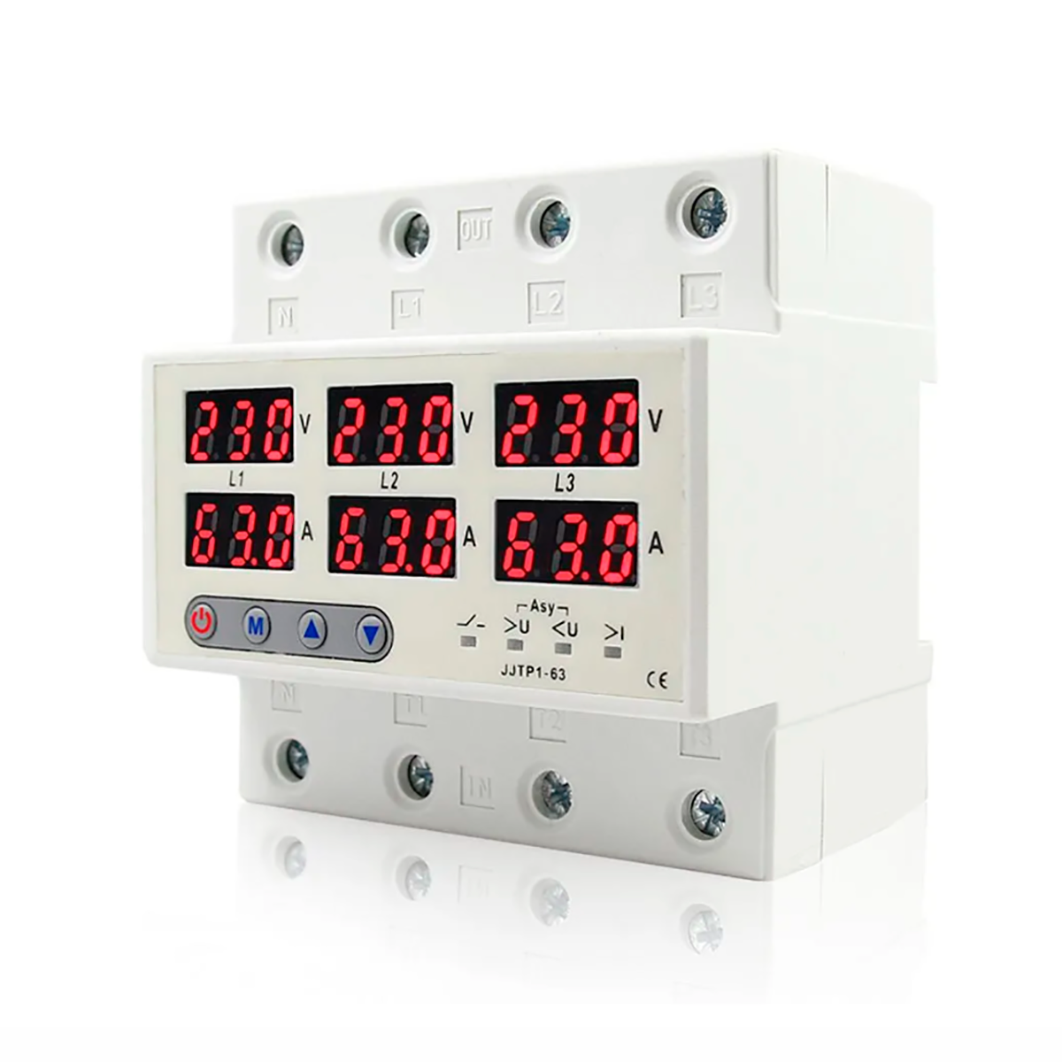 фото Трехфазное реле напряжения Win с защитой от перегрузки по току 63A