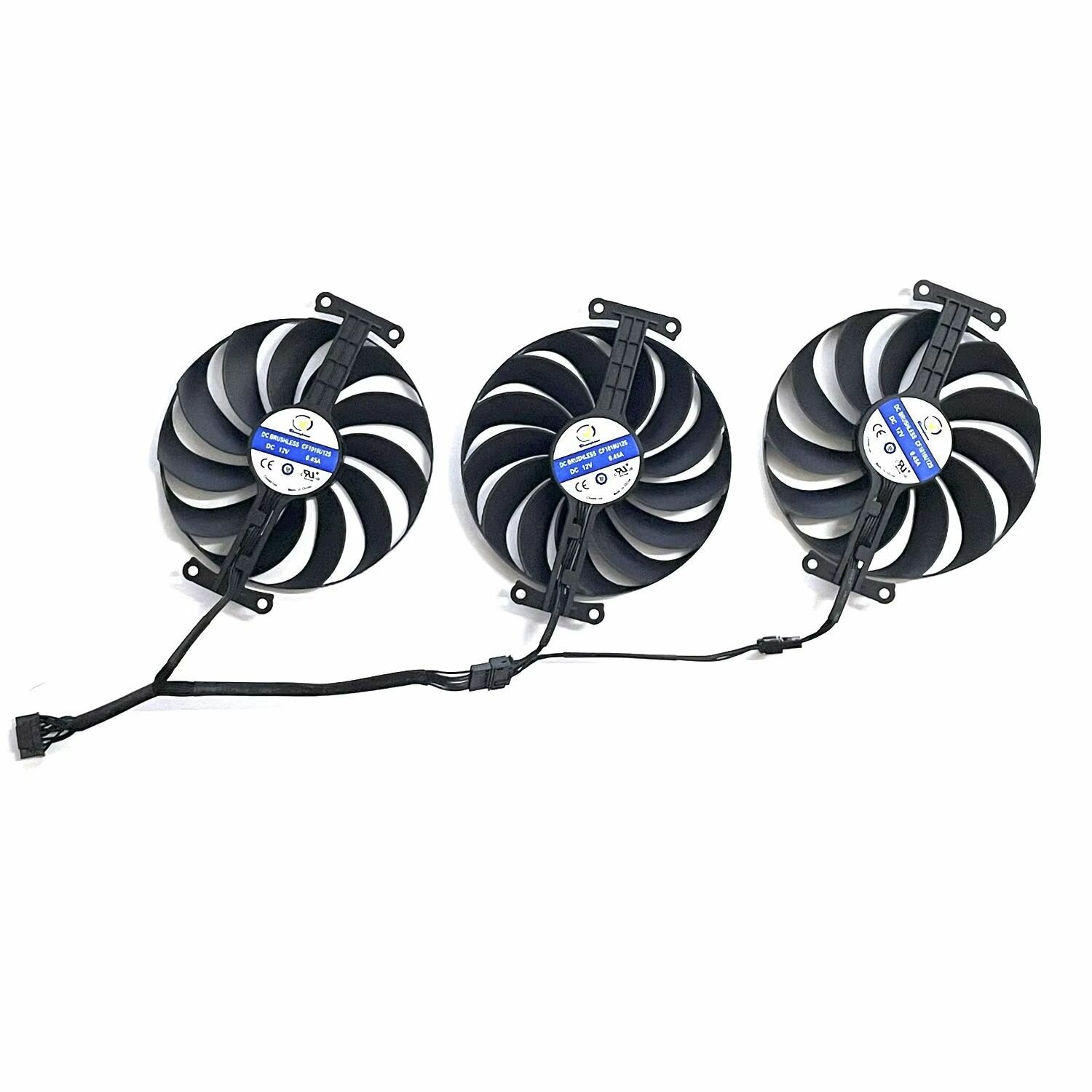 CF1010U12S, T129215SU. 95мм, 7 pin. Комплект кулеров (вентиляторов охлаждения) для видеокарт Asus TUF RX 6700 6750 6800 6900 6950 XT — фото 1