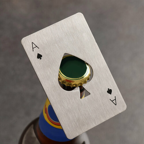 Карта-открывашка Туз Козырный серебристая металл 85х55 см 168₽