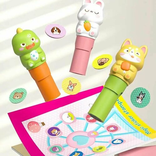 Набор водонепроницаемых наклеек + штамп + книжка, для детей, Vivacat, собака