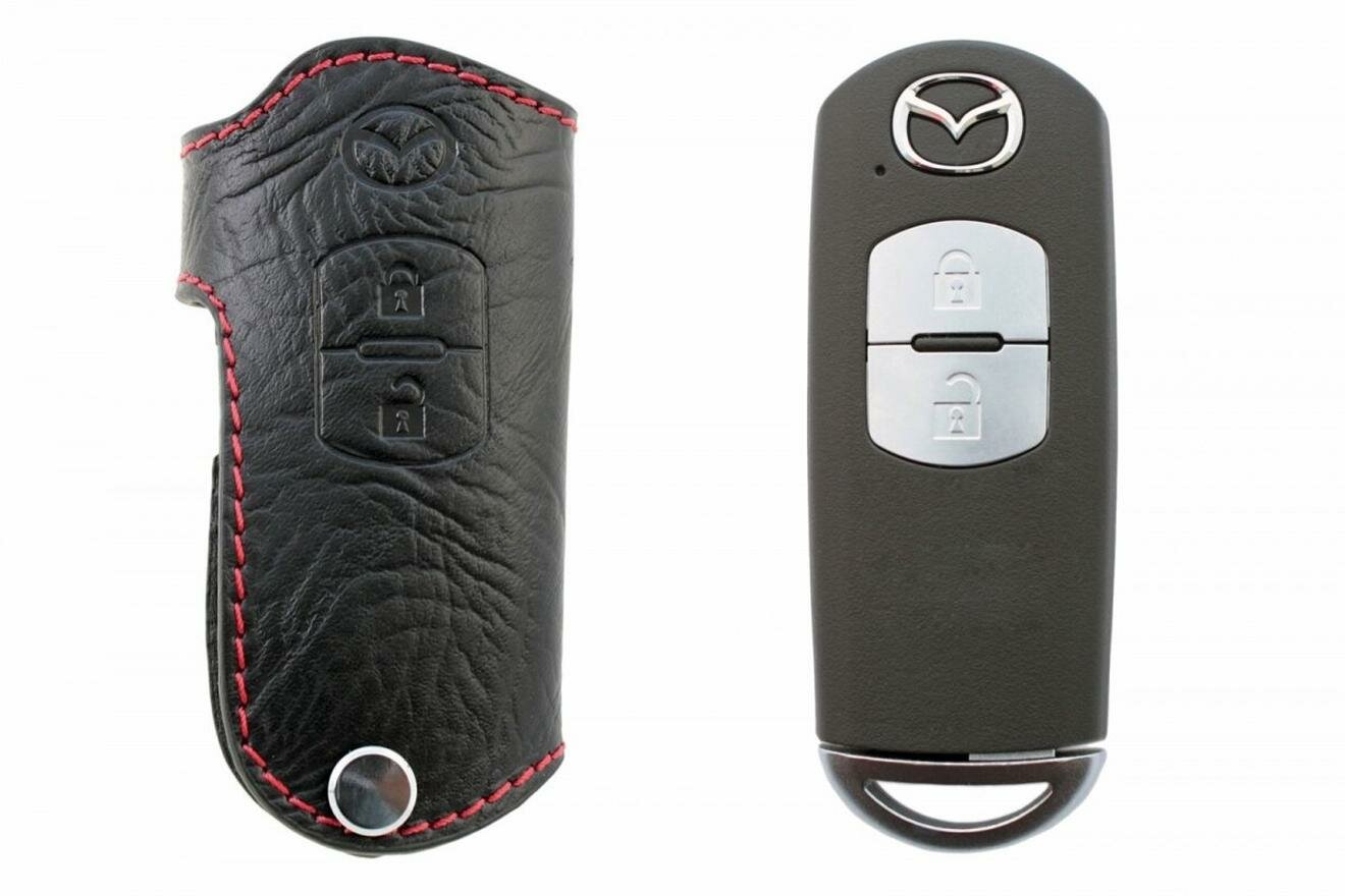 Чехол BGT для ключа Mazda, кожа, влагозащитный, ударопрочный, черный