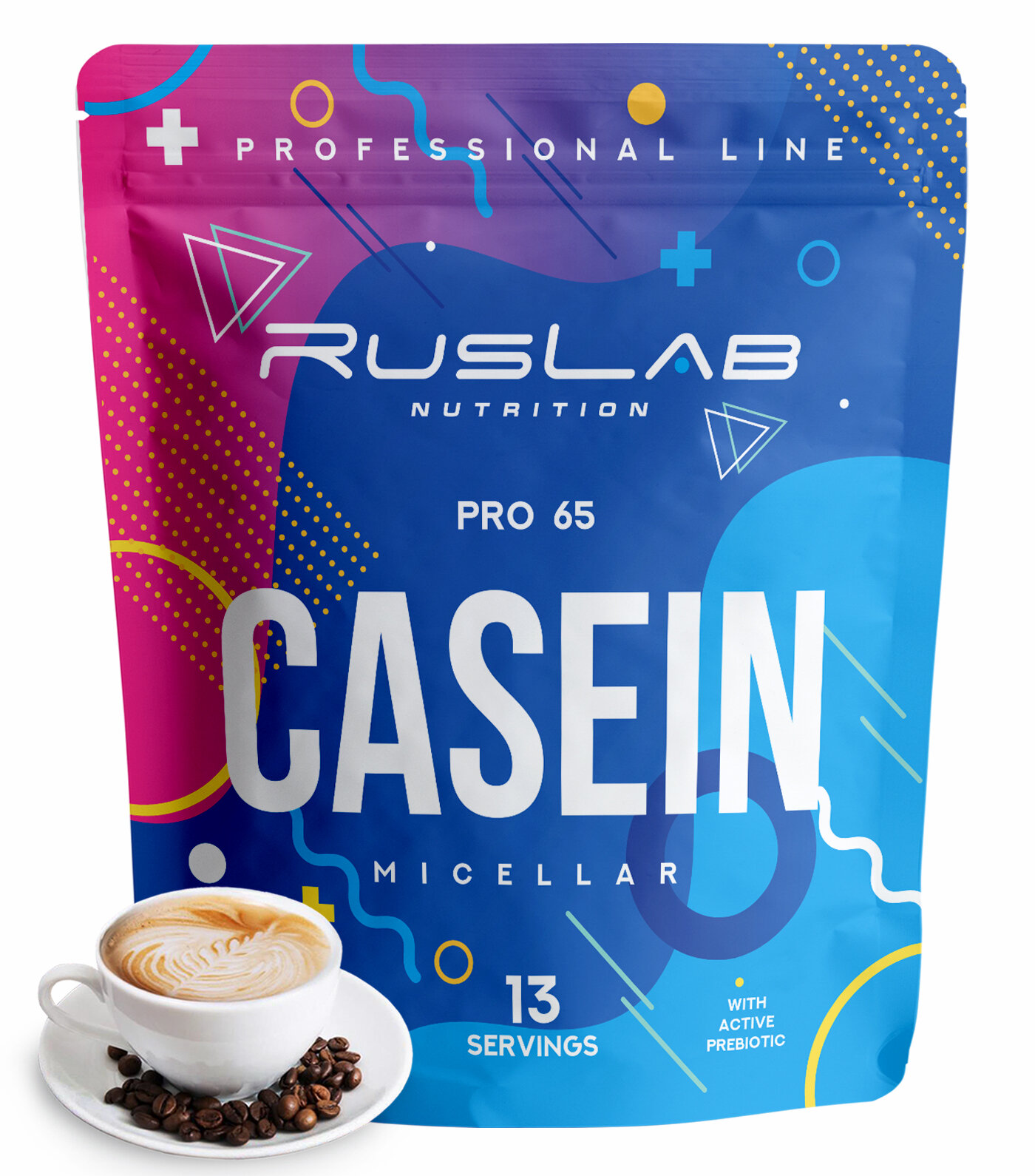 Micellar CASEIN PRO 65, казеиновый протеин, белковый коктейль (416 гр), вкус капучино