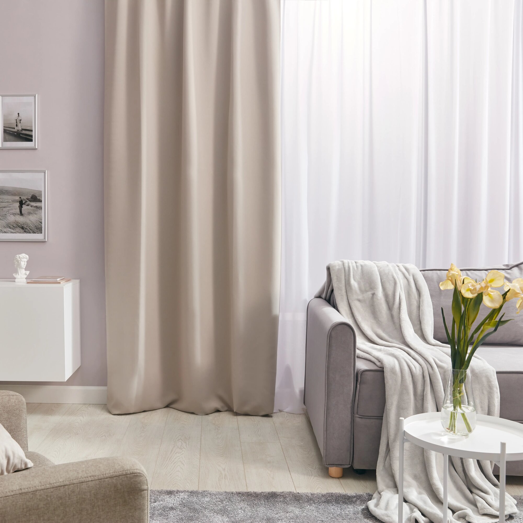 Штора на ленте димаут Inspire Arel 140x280 см цвет серо-коричневый
