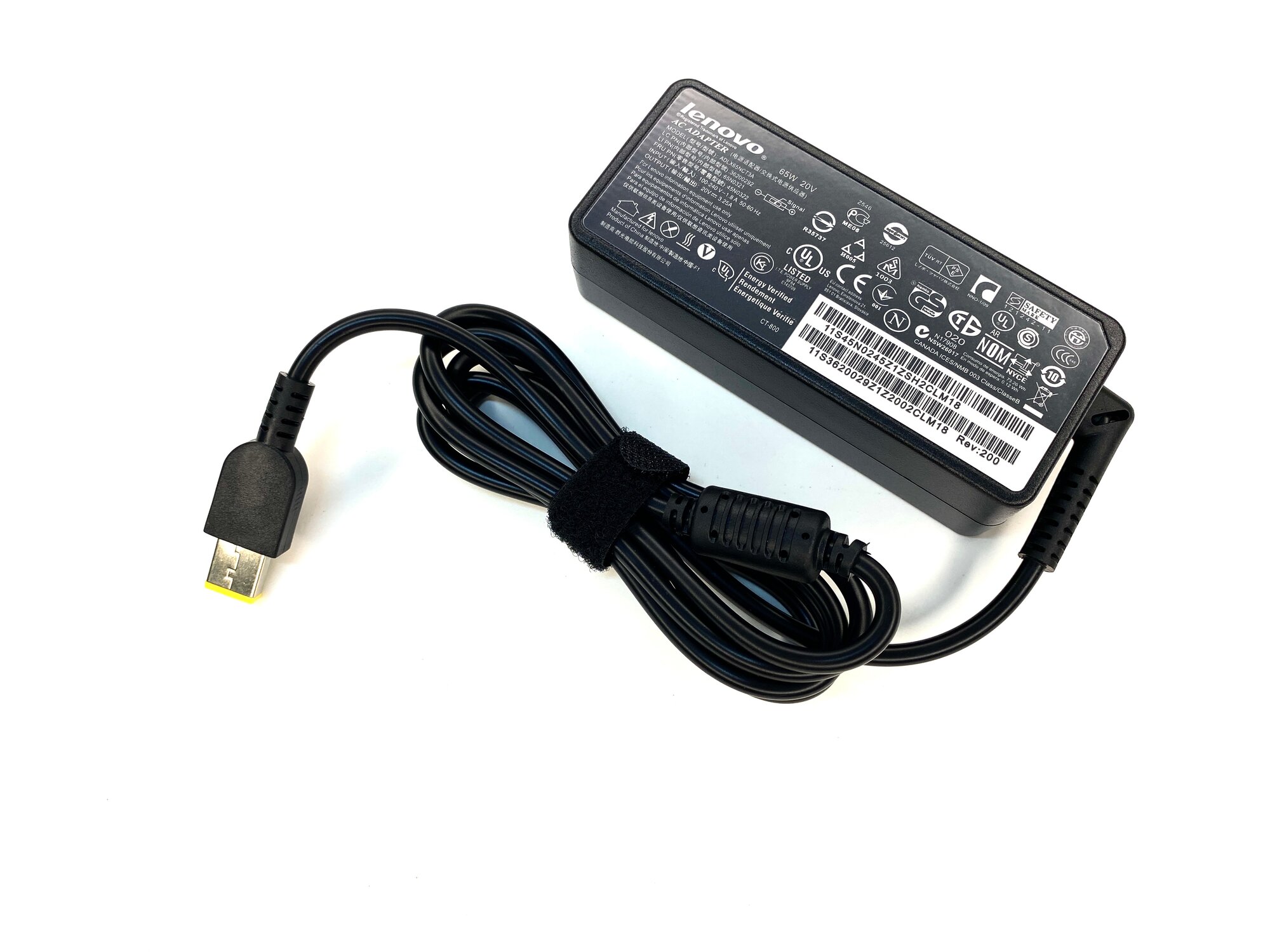 Блок питания для ноутбуков Lenovo 20V 3.25A 65W прямоугольный разъем / зарядка для ноута Lenovo ADLX65NCC3A — фото 1