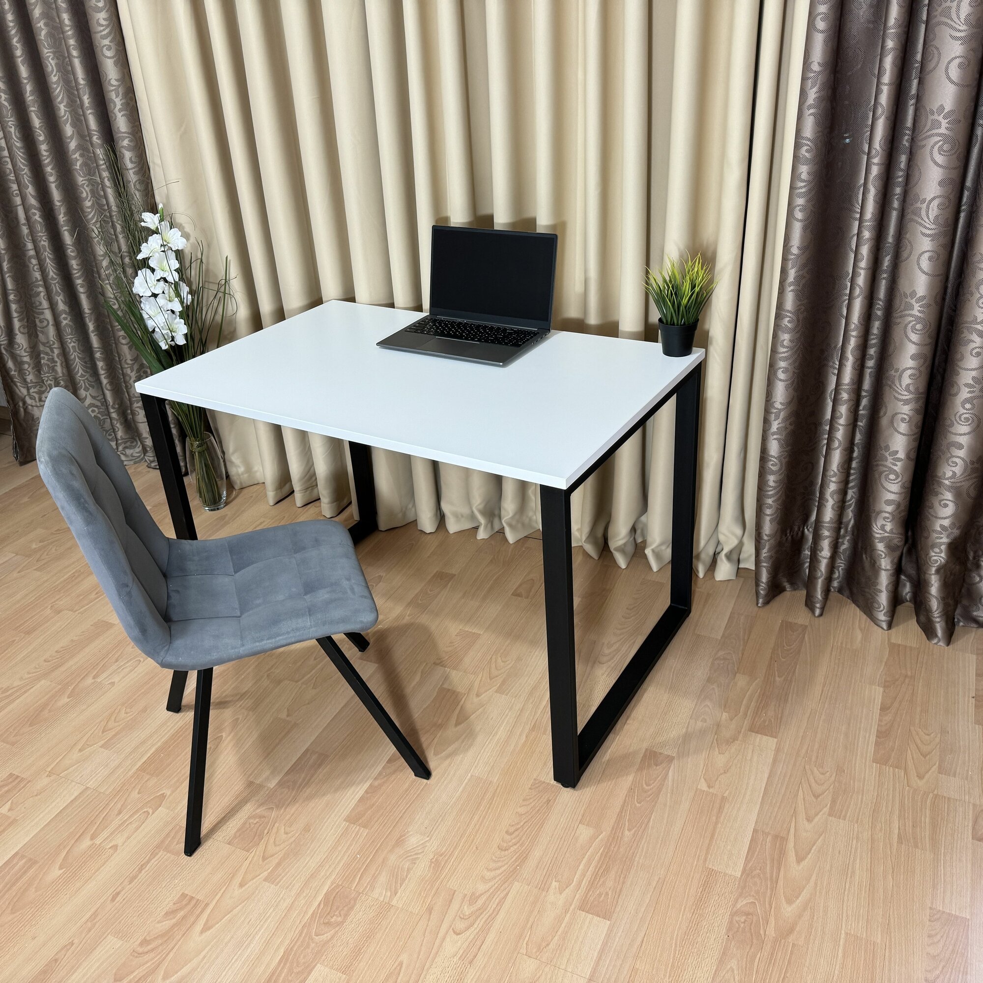 Письменный стол лофт Белый 110*70 см. Черные ножки — фото 1