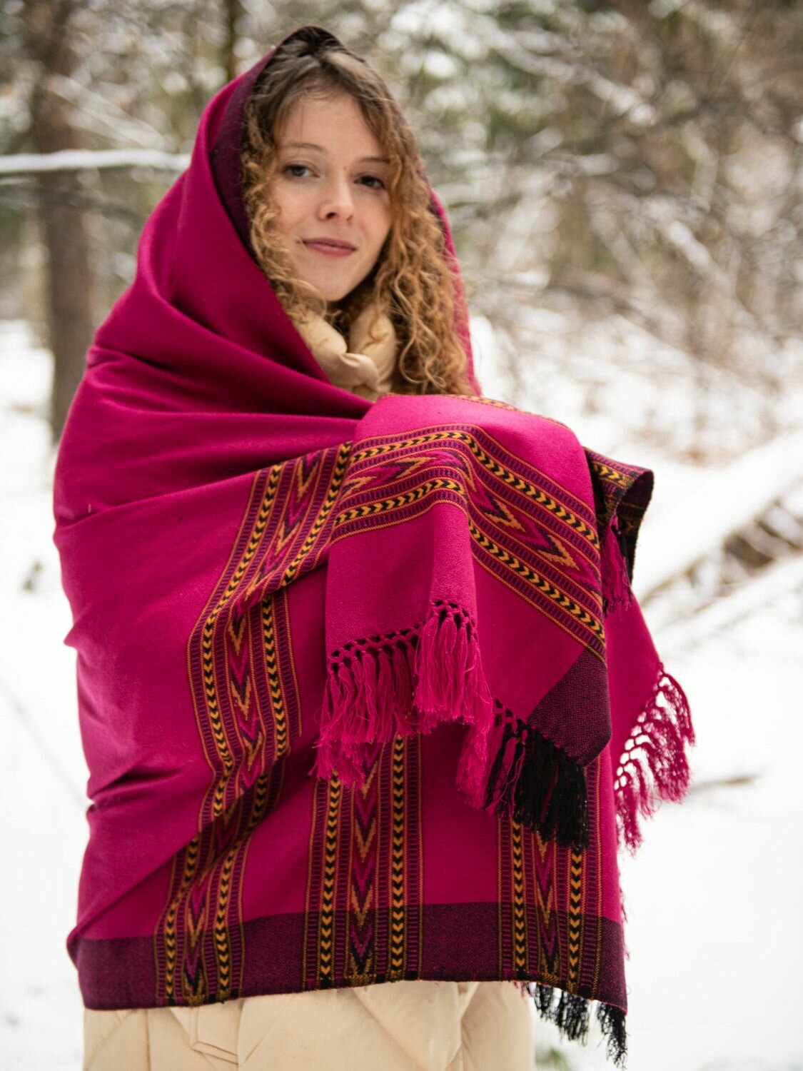 Шаль Ариаварта Базовая коллекция для женщин,215х104 см, пурпурный — фото 1