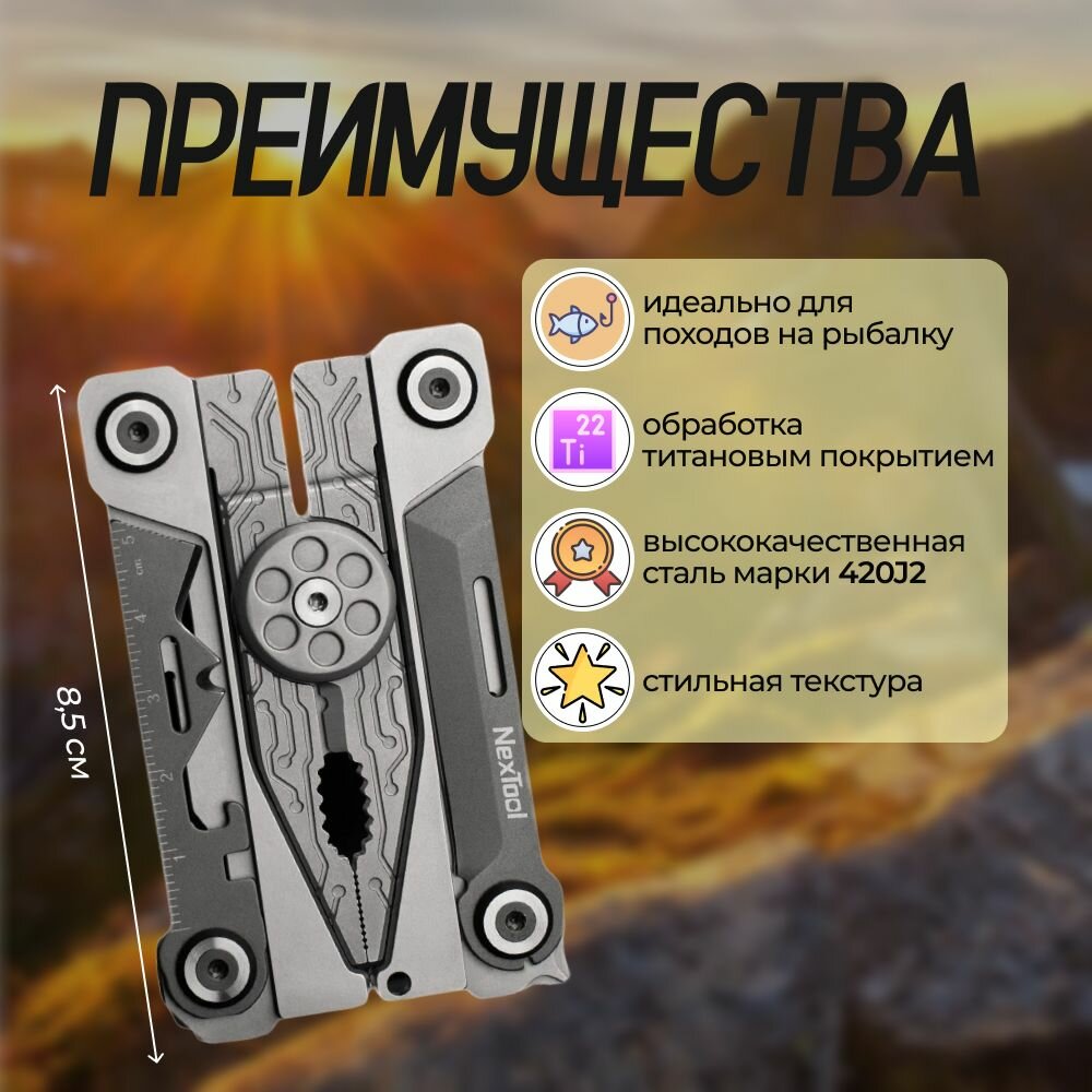 Пассатижи Xiaomi Компактный мультитул с 14 инструментами NexTool Mini 14 in 1 EDC Multifunction Tool (NE20182)