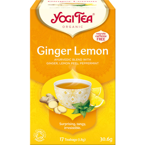 фото Чай в пакетиках yogi tea ginger lemon, имбирь, лимон, мята перечная, 17 пакетиков