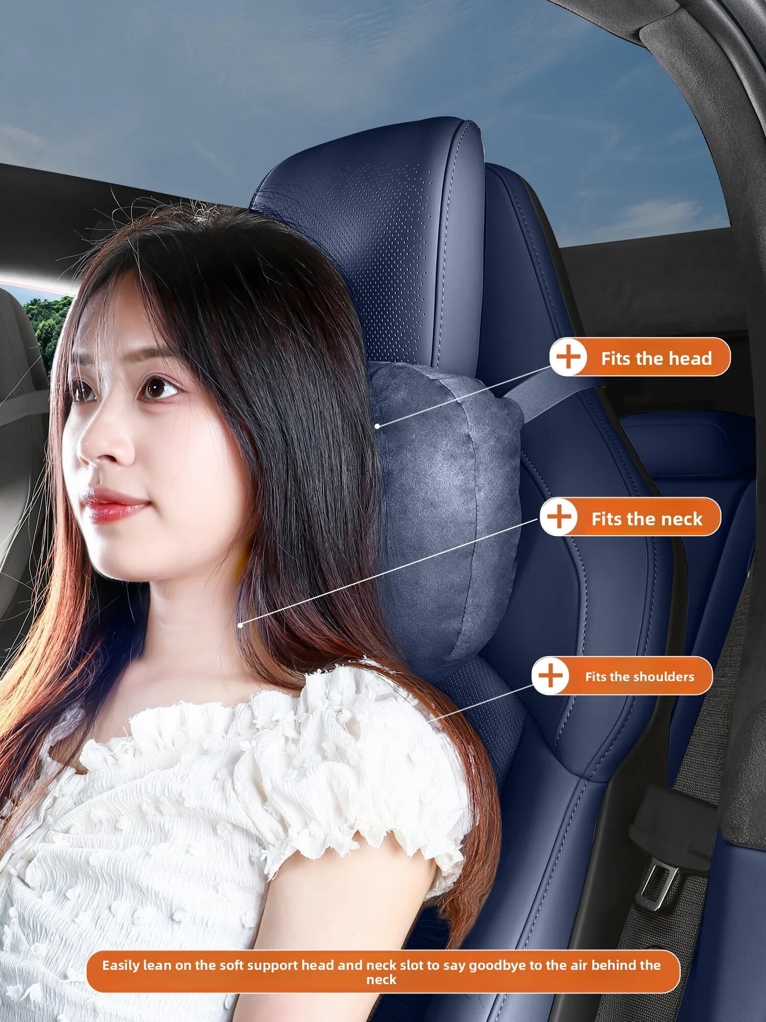 Картинки Для Xiaomi YU7 2025 автомобильная подушка для шеи, поясничная поддержка, замшевая подушка для подголовника, подушка для поддержки талии, подушка для шеи, аксессуары Оранжевый