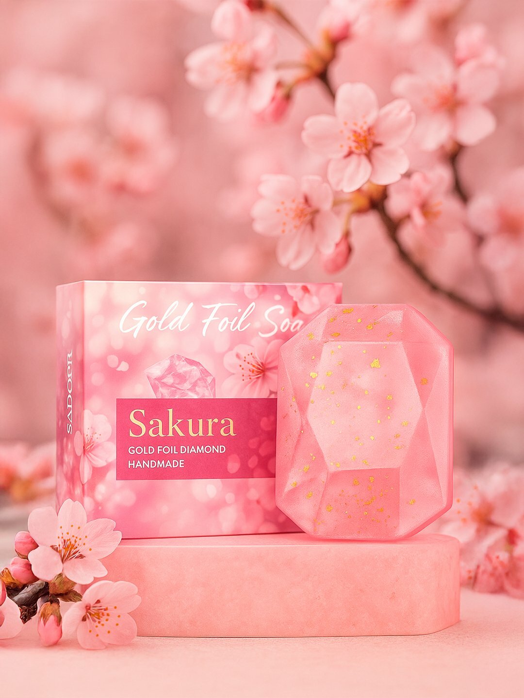 SADOER Crystal Diamond Soap Sakura, кристаллическое мыло с натуральными ароматами