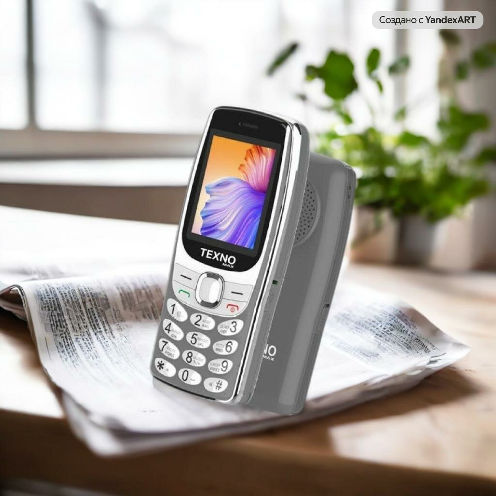 Texno Max 020 кнопочный телефон, две SIM, радио, фонарик, серый — фото 1