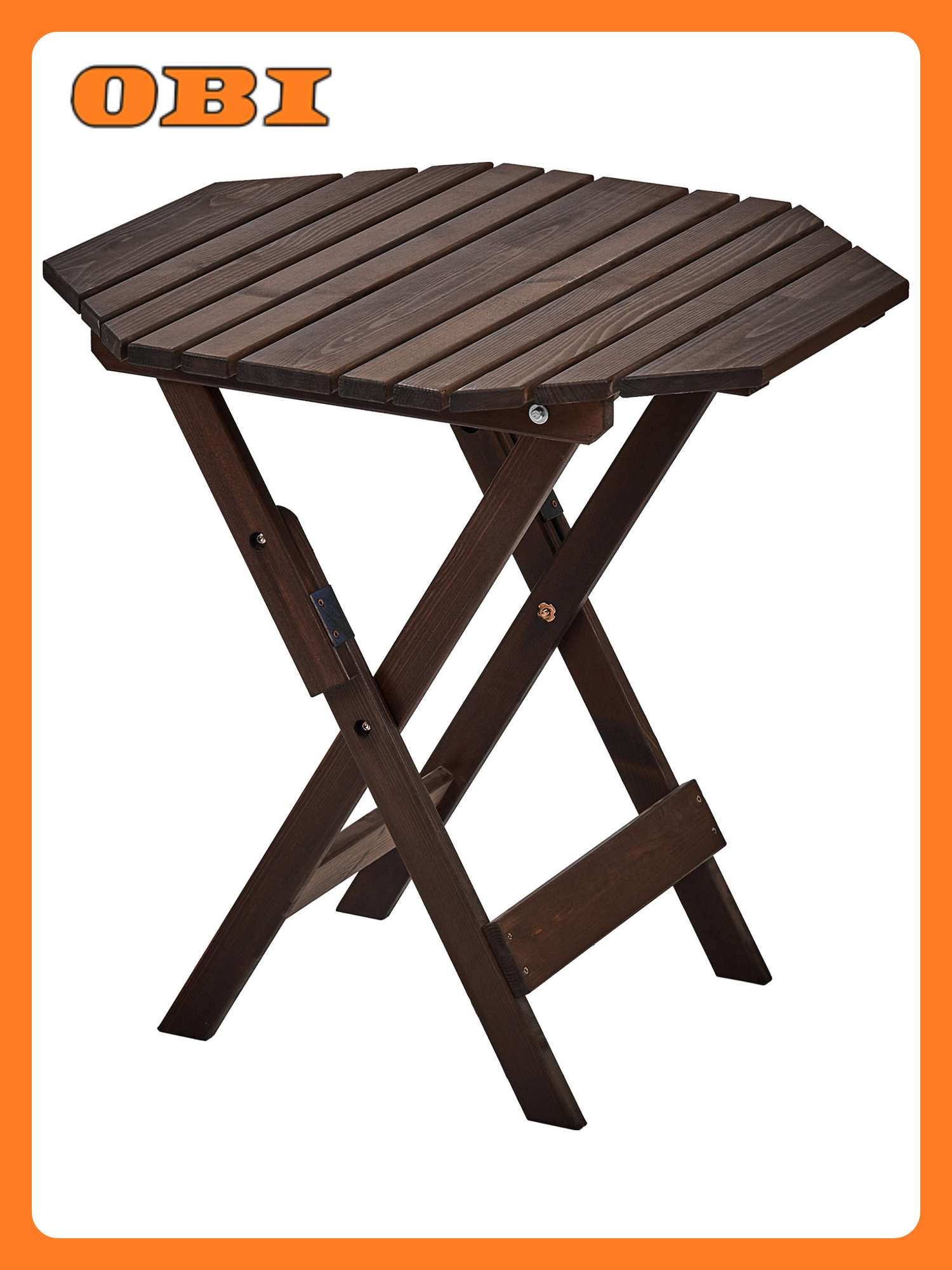 Стол складной "Сансет", многоугольный, дерево, 70 см x 70 см, коричневый