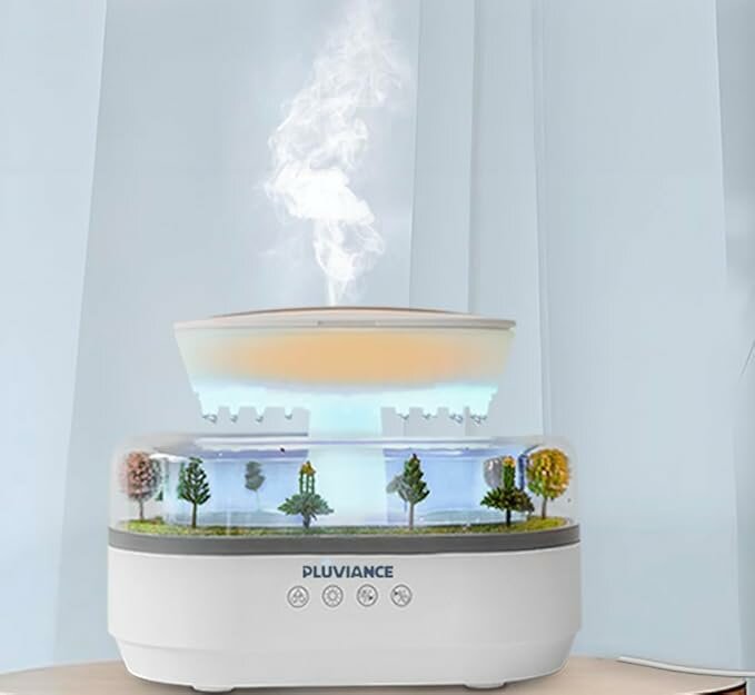 Освежитель воздуха Raindrop Aroma Diffuser | 7-Color LED Light Rain Cloud Humidifier with Water Drip & Rainfall Sound (250 ml) - Humidifier with Aromatherapy & Auto Shut-off Timer For Bedroom, Office, Home Mobicom