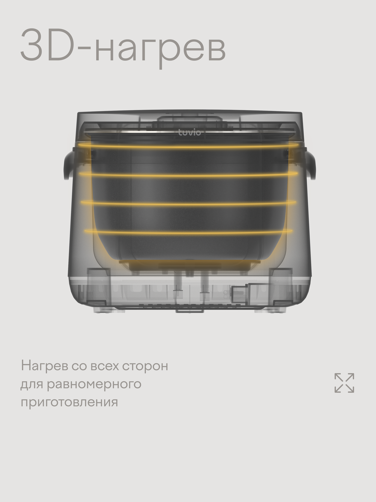 Мультиварка 5л с управлением со смартфона, 20 автоматическими программами и 3D-нагревом Tuvio TMC04D5S, серая — фото 1