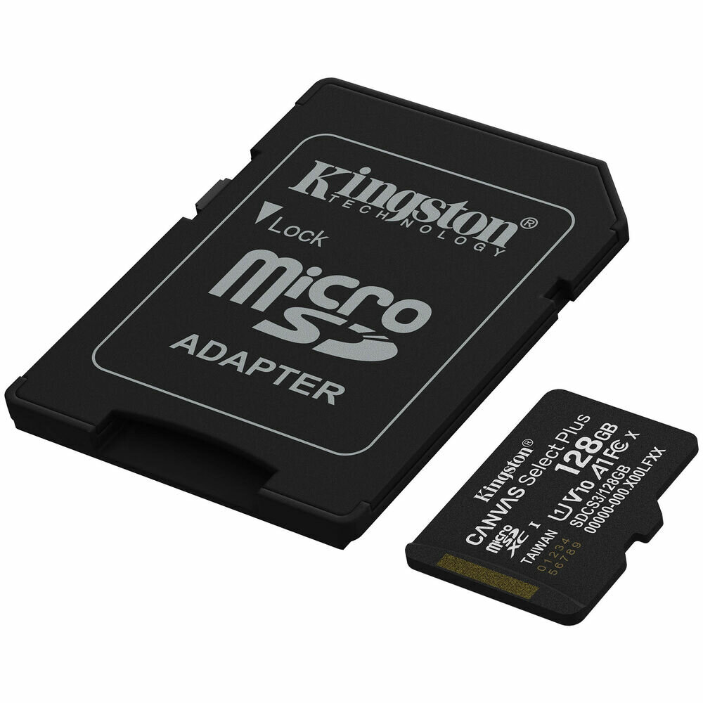 Флеш карта microSD 128GB Kingston microSDXC Class 10 UHS-I U1 A1 V 10 Select Plus (SD адаптер) 150MB/s — фото 1