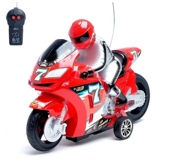 Мотоцикл радиоуправляемый "Спортбайк" работает от батареек цвет красный