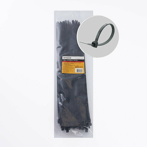 Хомут нейлоновый STEKKER NYCT47-400 4,7х400 мм, d пучка max 105 мм, нагрузка 22кг, черный, упаковка 100 шт, 32792