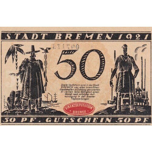 Германия (Веймарская Республика) Бремен 50 пфеннигов 15.09.1921 г. (3)