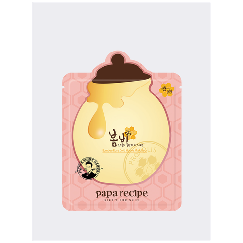 Увлажняющая тканевая маска для лица с экстрактом розы, мёдом и золотом Papa Recipe Bombee Rose Gold Honey Mask Pack
