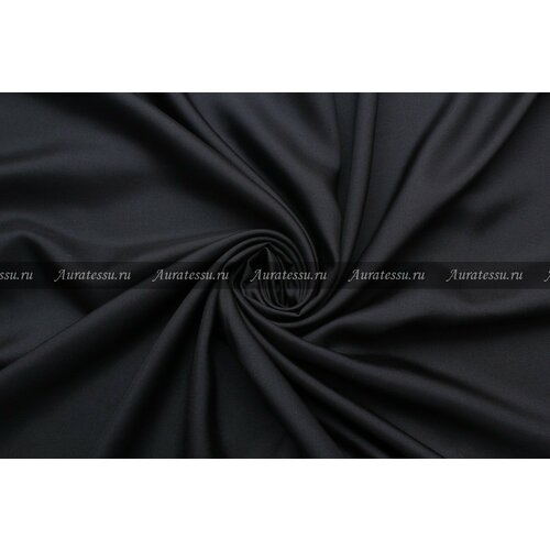 Ткань Шелковый твил костюмный плотный чёрно-синего цвета, ш134см, 0,5 м
