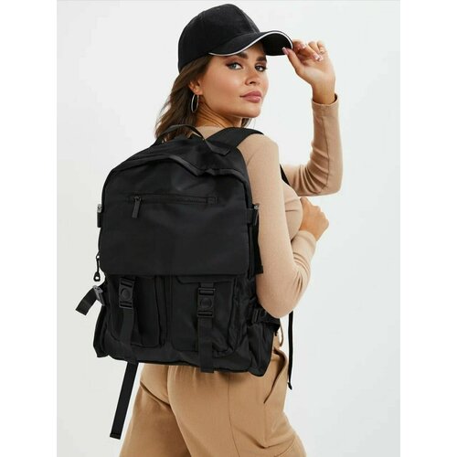 Рюкзак черный мужской женский молодежный спортивный школьный городской повседневный c карманами и отделением для ноутбука для парней и девушек