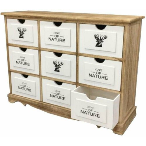 Комод с девятью ящиками ЭкоДизайн HX005 натуральныйбелый с принтом 17430₽